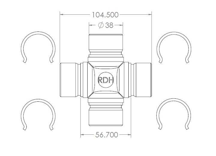Universal Joint Cross 38 X 56 X 104.5 WP