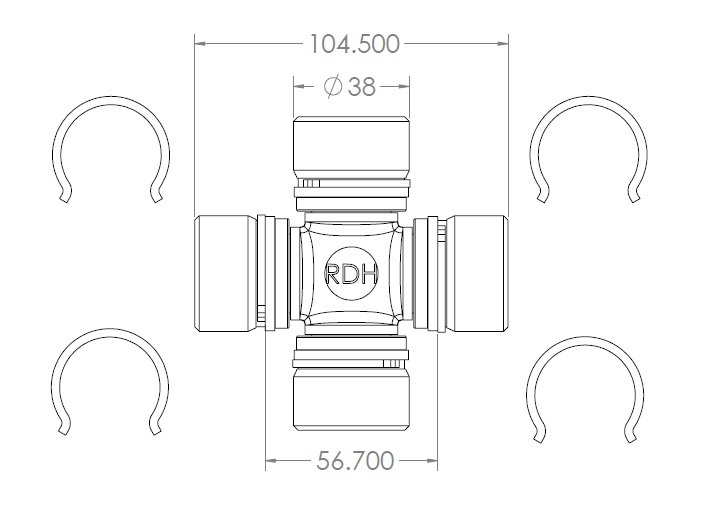 Universal Joint Cross 38 X 56 X 104.5
